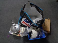 A bag of food mixer with accessories, pressure cooker,
