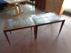 Two mid 20th century Danish tile top tables CONDITION REPORT: Larger example is