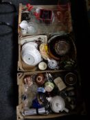 Three boxes of miscellaneous including china, glass ware,