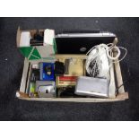 A crate of electricals - walkmans, boxed Kisho cassette recorder, Dell laptop,