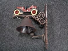 A cast iron veteran car bell