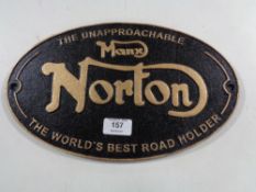 A cast iron plaque - Manx Norton
