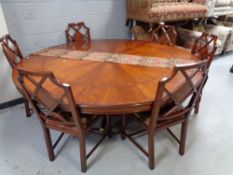 A good quality reproduction circular pedestal dining table, diameter 167 cm,