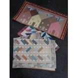 Two patchwork throws together with a small hand stitched throw