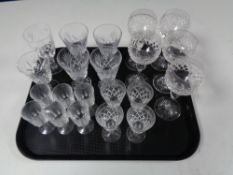 A tray of assorted drinking glasses