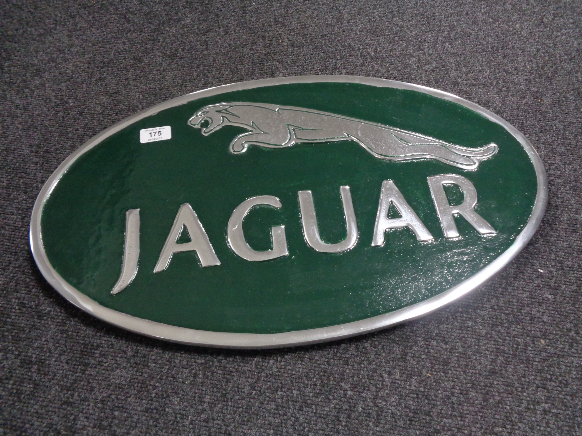 A large aluminium Jaguar plaque