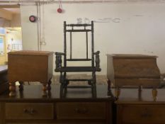 Two mahogany commodes and a child's American style rocking chair