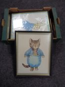 A box of seven framed Peter Rabbit prints