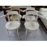 Four painted Bentwood armchairs