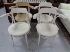 Four painted Bentwood armchairs