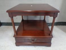 An inlaid mahogany occasional table fitted a drawer