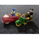 Two cast iron figures - Duck and Mickey Mouse