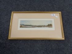 An early 20th century gilt framed watercolour of marshland