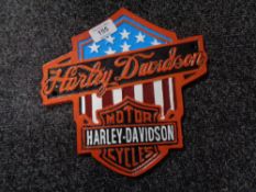 A cast iron plaque - Harley Davidson US flag