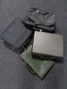 A crate of Samsonite laptop bag and case,