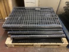 A pallet of six metal dog cages,