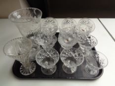 A tray of 20th century glass ware to include vases,