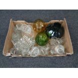 A box of a quantity of assorted glass ware to include mid 20th century vases,