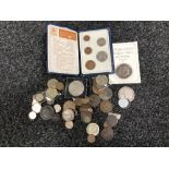 A collection of coins to include - 1797 cart wheel penny, £2 coins, commemorative crown,