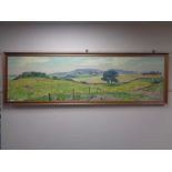 Continental school : Farmland, oil on panel, framed.