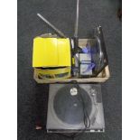 A crate of Technics turntable, Panasonic turntable,