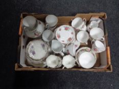 A box of assorted tea china to include Bavarian, Colclough,