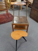 A two tier occasional table together with a shaped mid 20th century pine topped occasional table