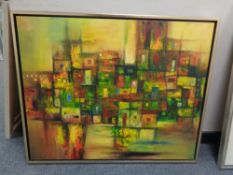 Continental school : Abstract study, oil on canvas, signed.