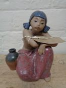 A Lladro figure of a Polynesian girl in matte finish, height 16 cm.