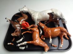 A tray of five assorted Beswick horses (a/f)