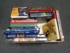 A box of hard back books relating to war and maritime,