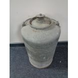 A 20th century galvanized canister with carry handle bearing Esso advertisement