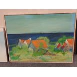 Continental school : Coastal landscape , oil on canvas, framed.