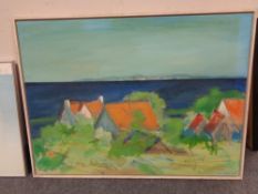 Continental school : Coastal landscape , oil on canvas, framed.