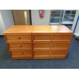 A teak G Plan three drawer chest and matching beside chest