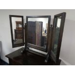 An Edwardian oak dressing table mirror