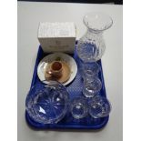A tray of crystal, glass ware, Royal Doulton crystal,