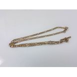 A 9ct gold chain with non-gold T-bar, length 44cm CONDITION REPORT: 9.