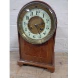 An Edwardian dome top mantel clock with brass and enamel dial CONDITION REPORT: