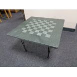 A 20th century marble chess board topped card table