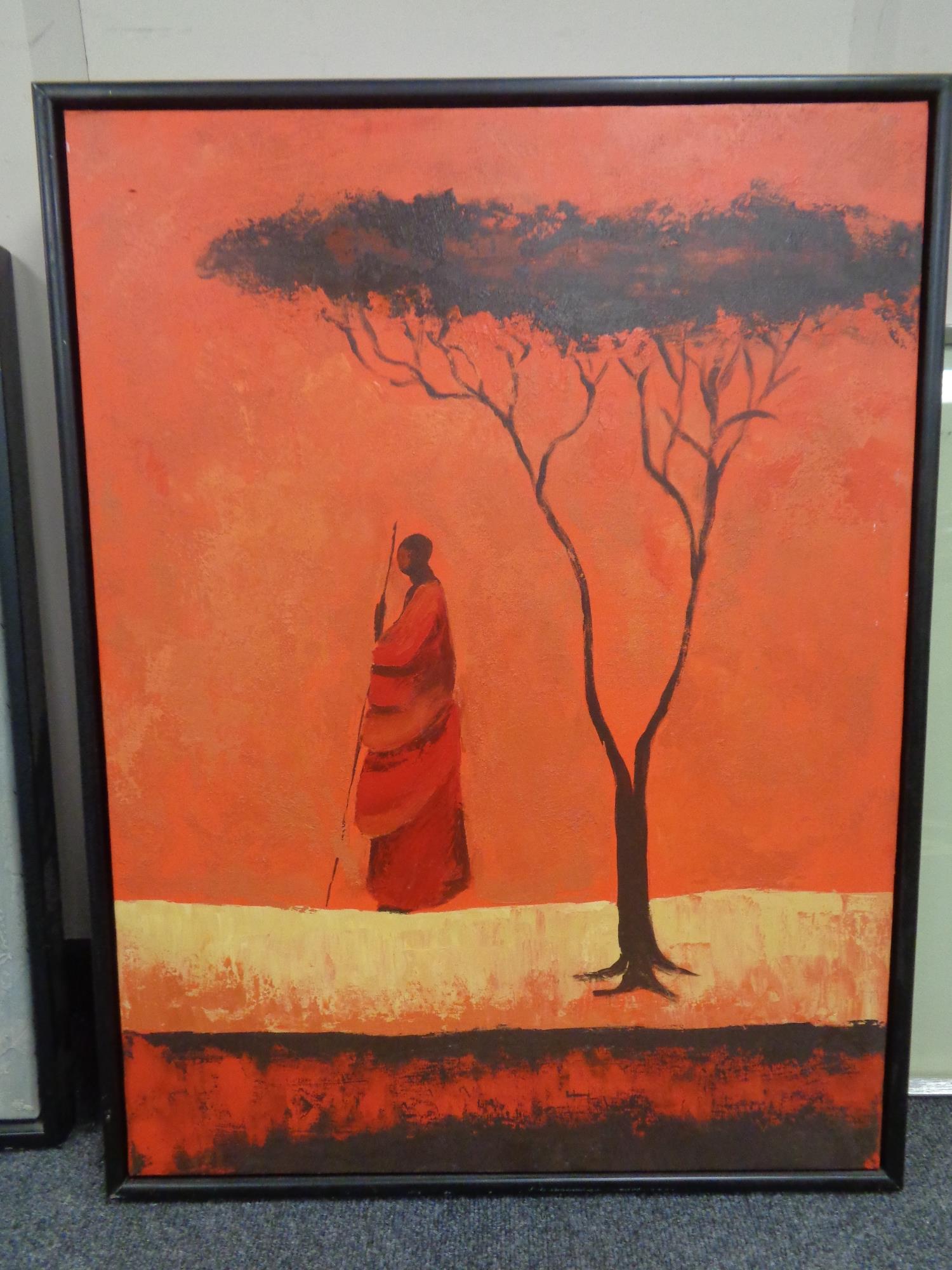 Continental school : A figure wearing a robe, oil on canvas, framed.