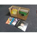 Two boxes of LP records to include Leonard Cohen, Carl King,