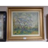 Continental school : Tree, oil on panel, framed.