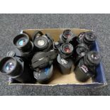 A box of four pairs of field glasses to include Carl Zeiss Jena (X2),