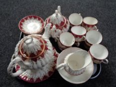 A tray of twenty-nine pieces of Victorian tea china