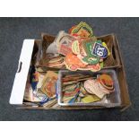 A box of vintage beer mats