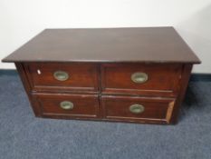 A Victorian mahogany four drawer chest with brass drop handles (with later pieces)