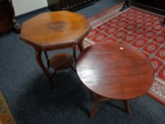 An Edwardian occasional table and one other