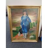 A 20th century continental school oil on canvas of a figure in period dress, signed H.E.