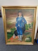 A 20th century continental school oil on canvas of a figure in period dress, signed H.E.